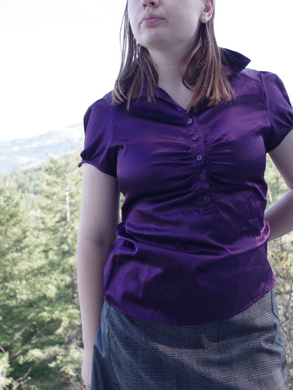 Ladies Eclipse Purple Silky Blouse